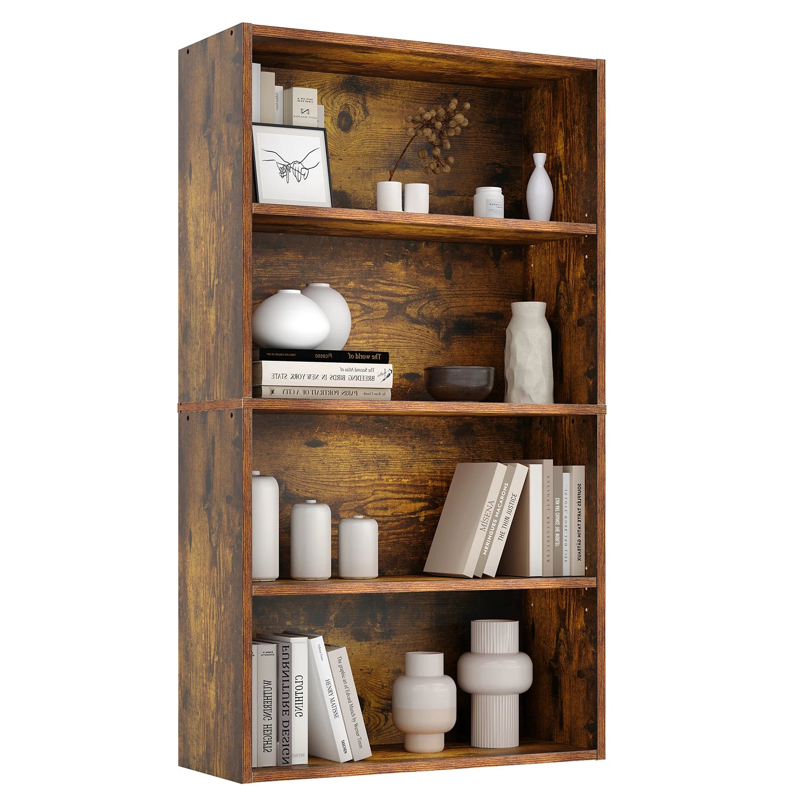 3-4 Tier Wooden Shelf Bookcase Tall Floor Standing