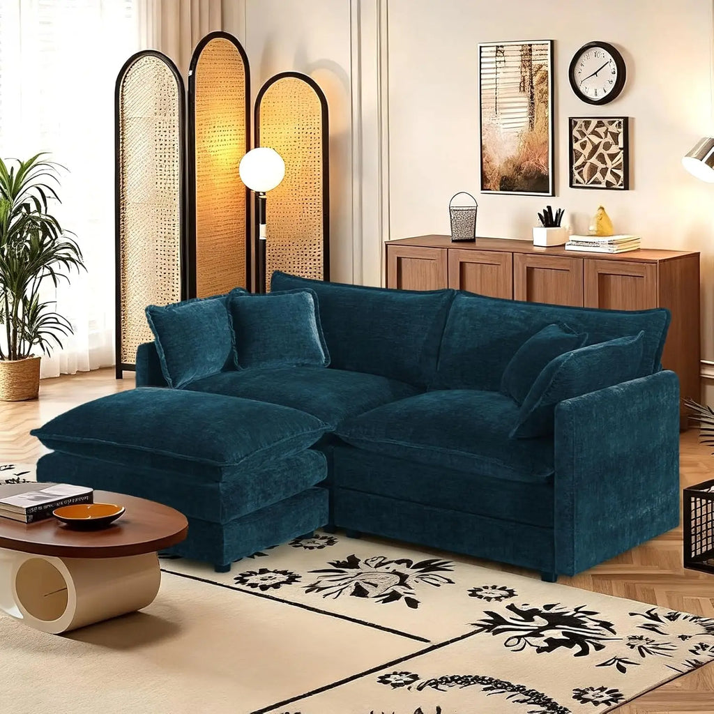 Shaped Modular Sectional Sofa with Ottoman