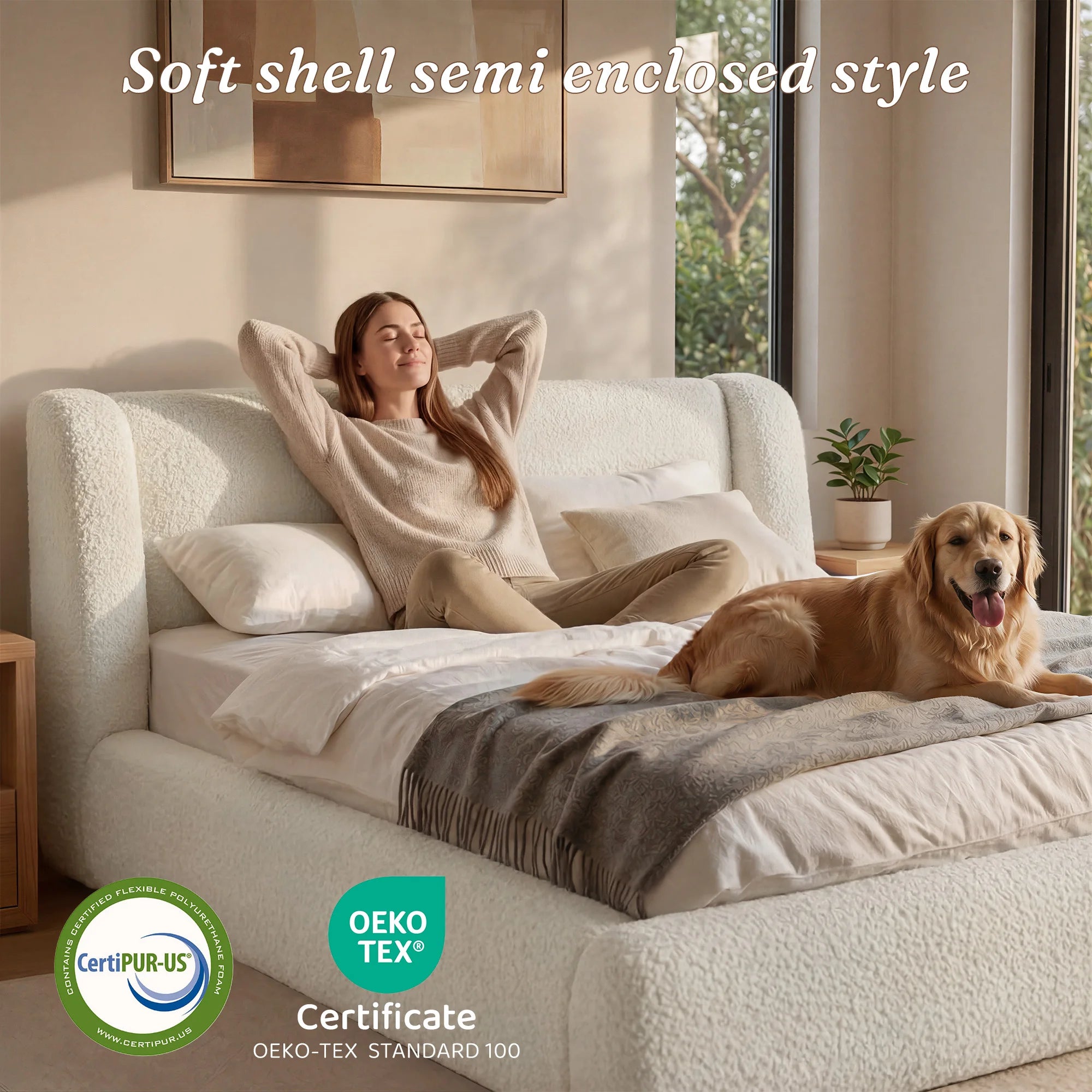 Cloud Bed Frame with 4-inch Thick Headboard Protection