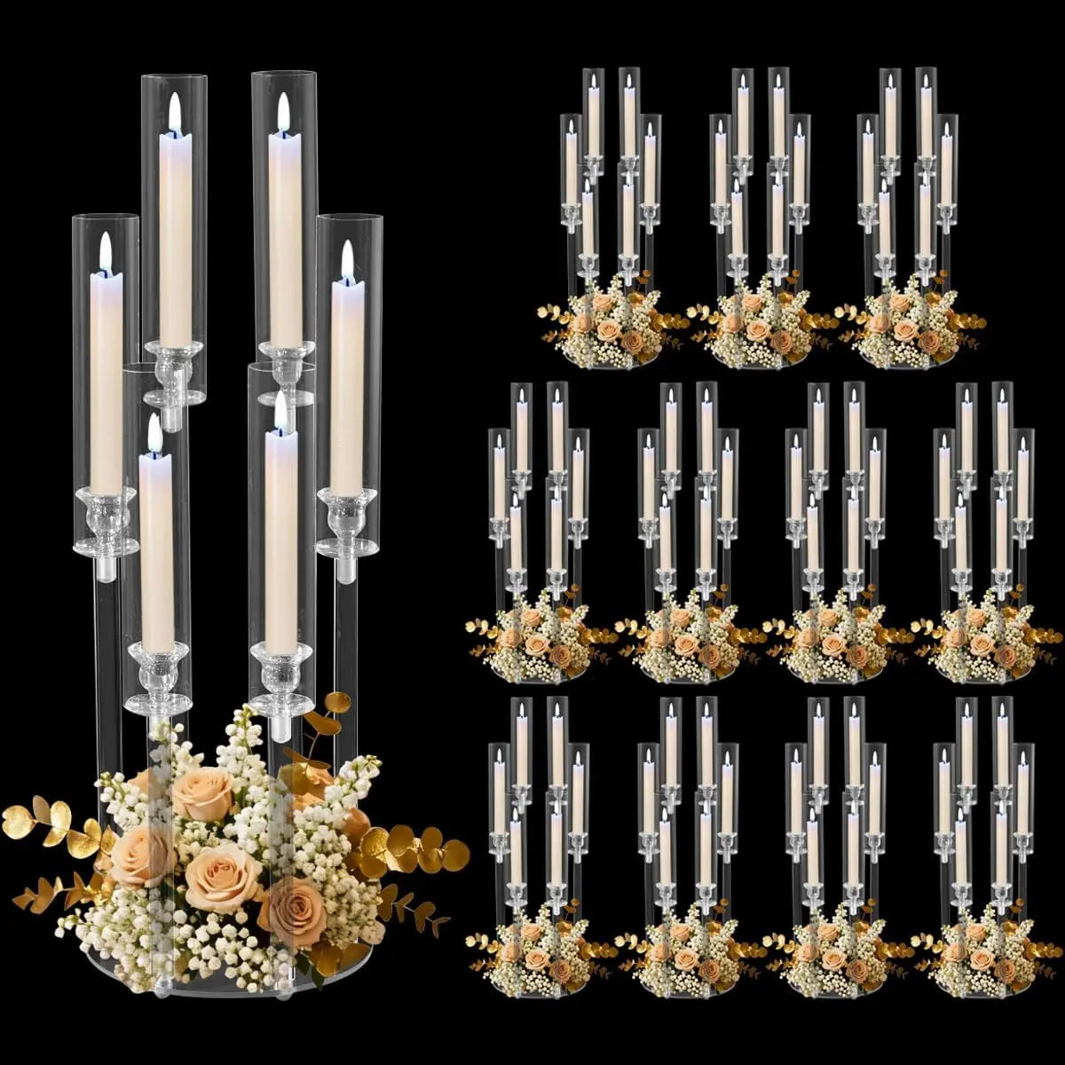 6 Arm Candelabras Centerpieces Candle Holder Clear
