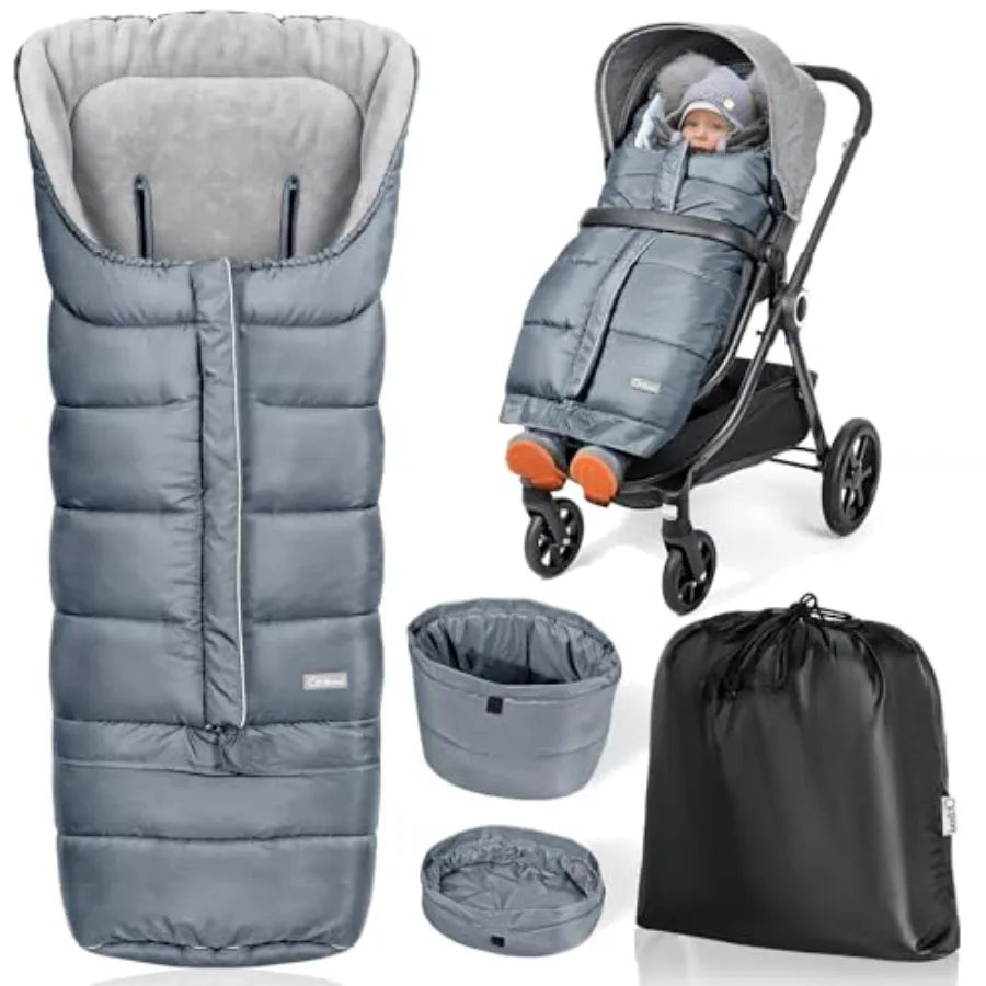 Universal Stroller Footmuff, Winter Baby Bunting Bag for Stroller - Baby Sleeping Bag with Coral Fleece Lining for Cold Weather