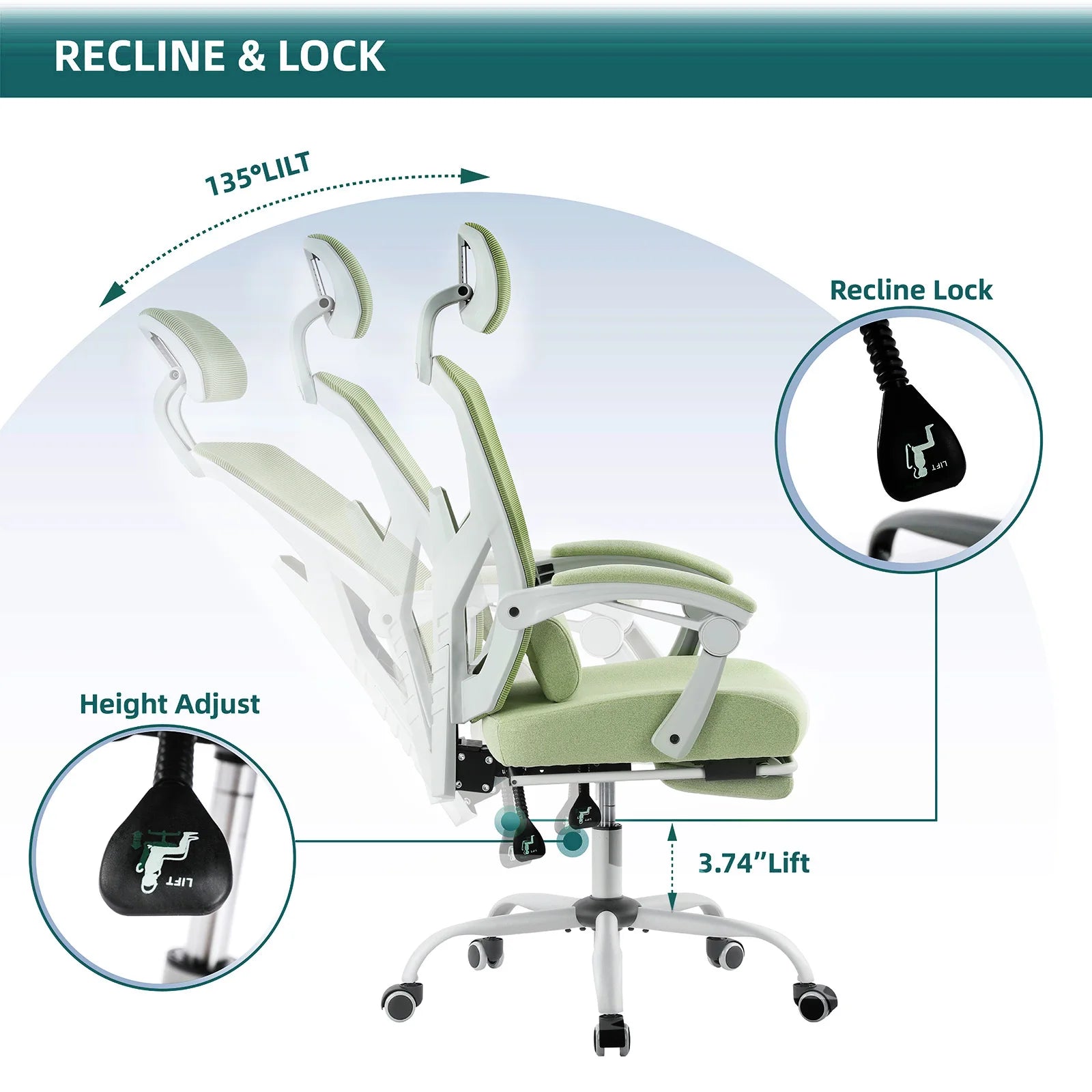 Ergonomic Reclining High Back Mesh
