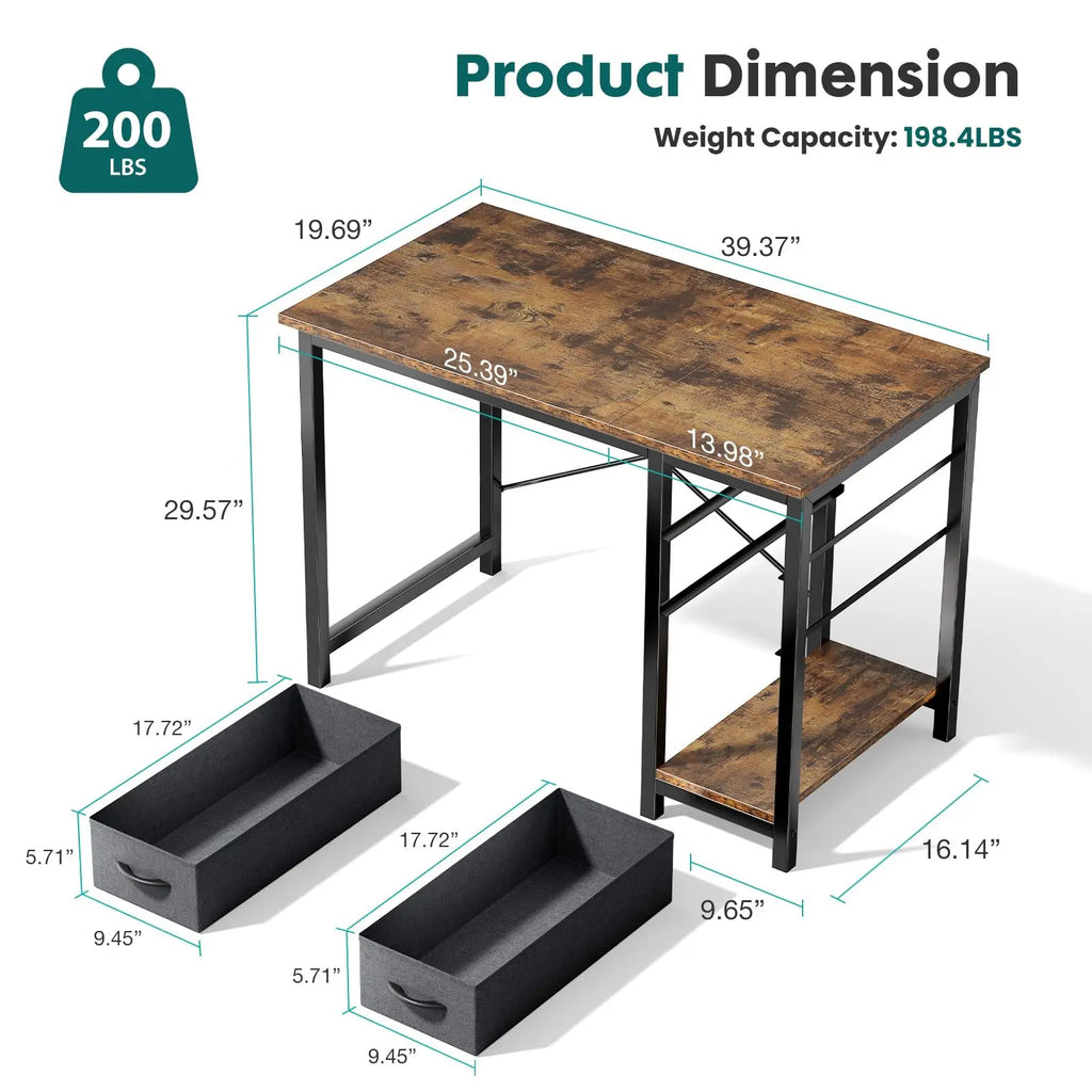 47IN Computer Desk with 2 Drawers