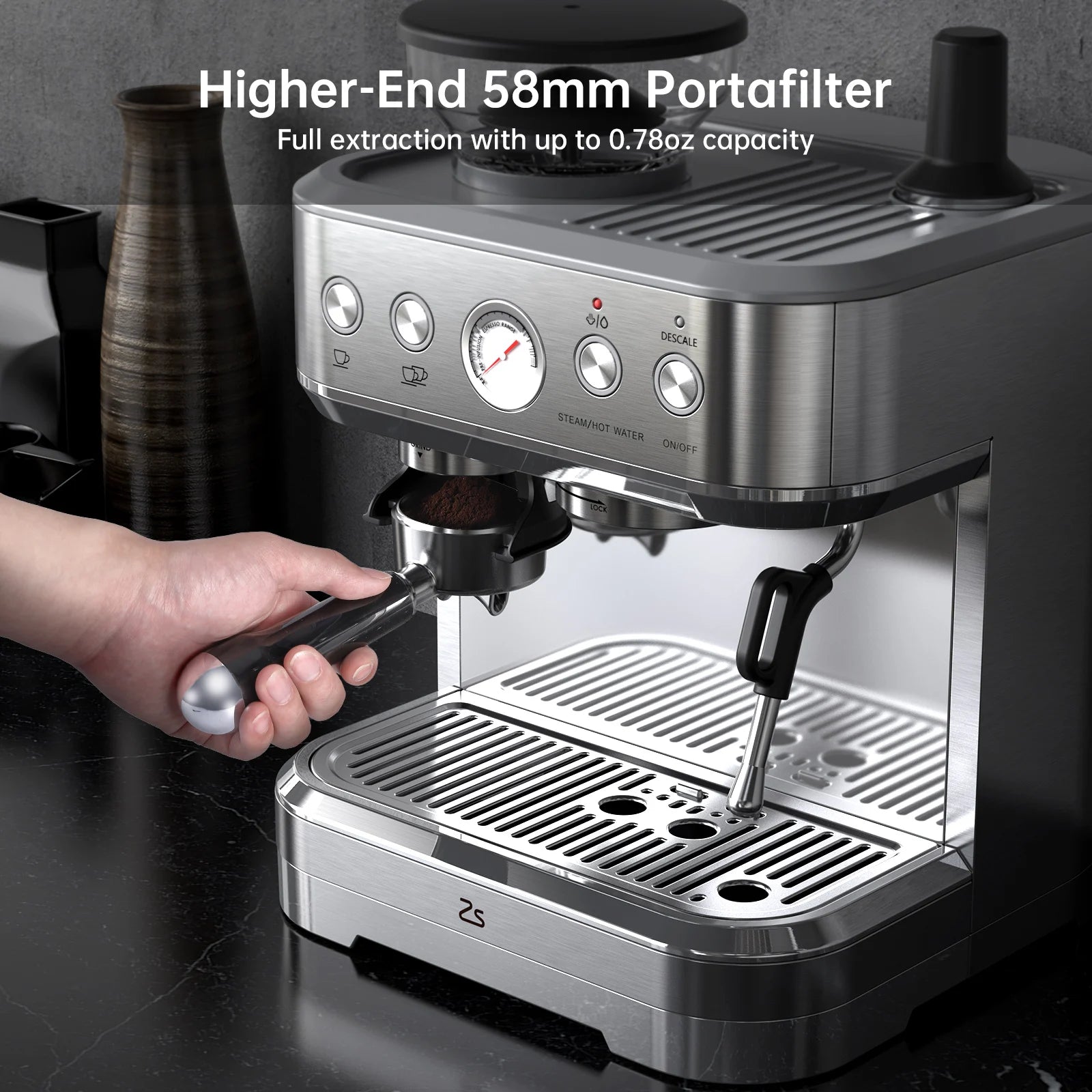 Espresso Machine with Grinder, Coffee Machine with Milk Frother