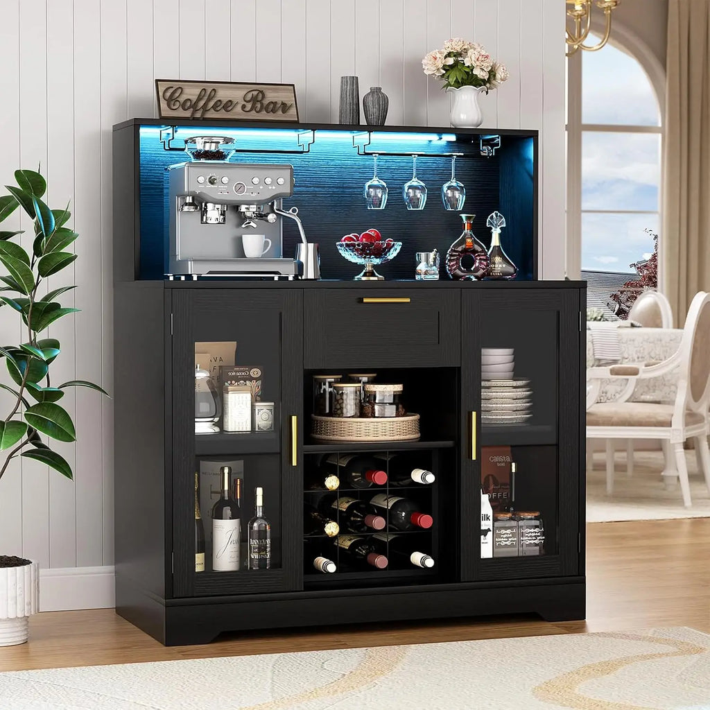 Wine Bar Cabinet with LED Light, Liquor Cabinet