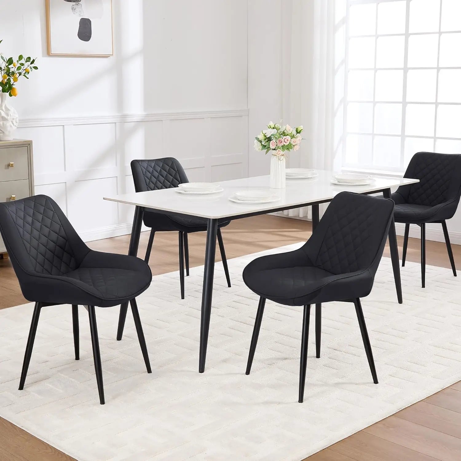 Set of 4, Modern Dining Chairs with Thick Cushions