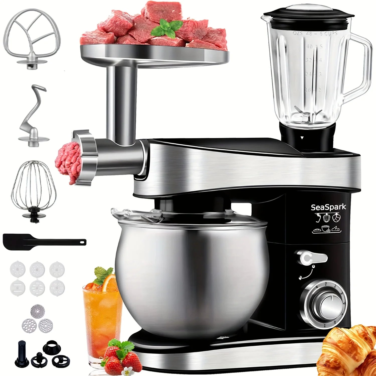 6-in-1 Electric Mixer, 400W 6-speed with Pulse Button