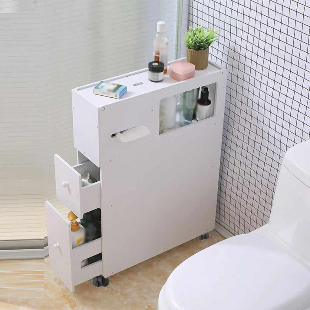 Toilet Slim Bathroom Storage Cabinet with Wheels