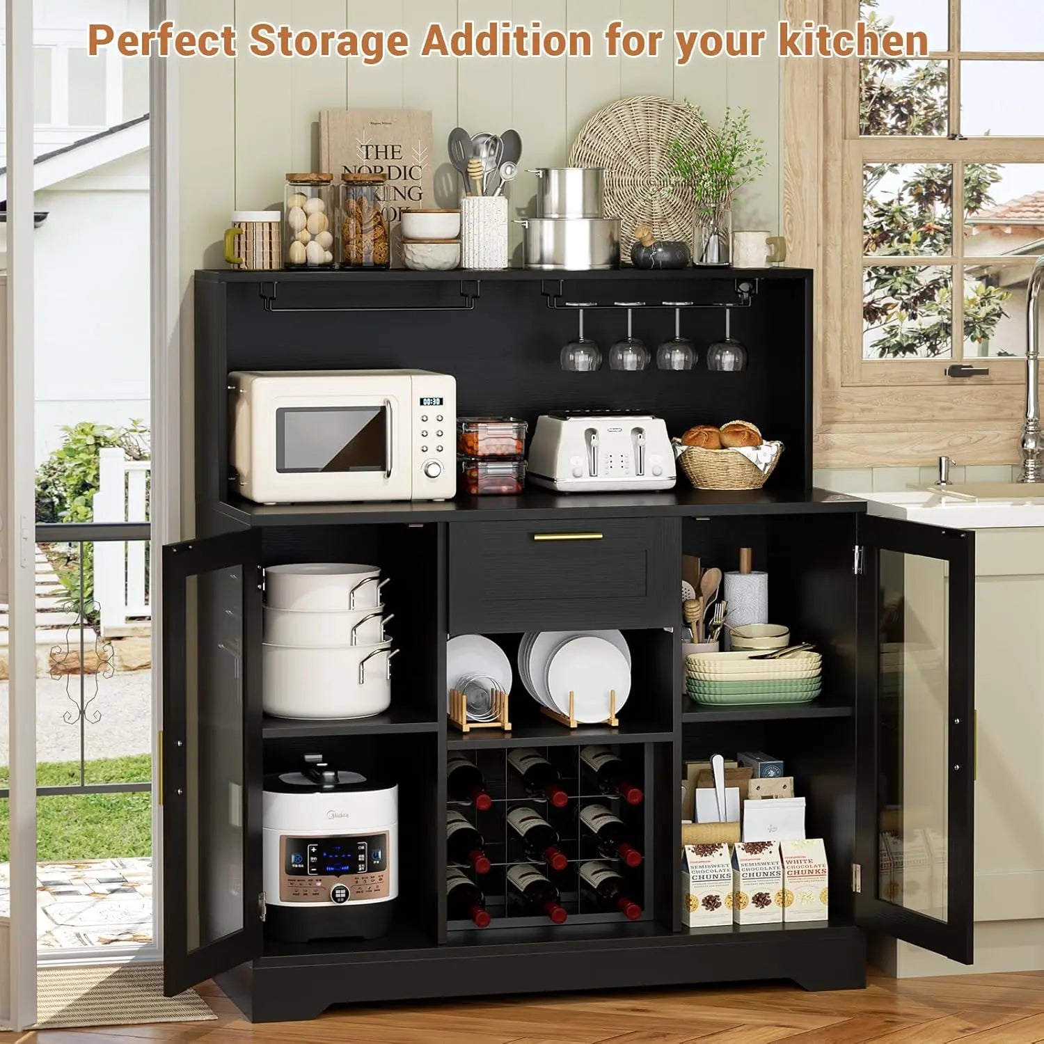 Wine Bar Cabinet with LED Light, Liquor Cabinet