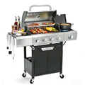 4 Burner Propane Gas Grill with Side Burner, 51000 BTU Cast Iron BBQ Grill, Pullout Oil Drip Tray for Outdoor, Customized