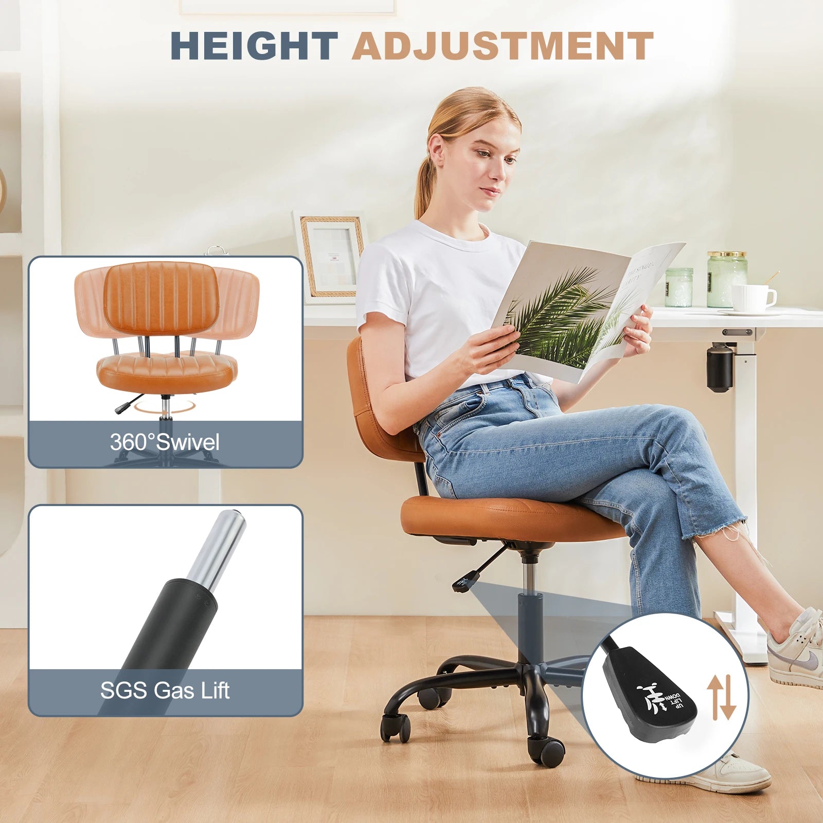 Armless Office Desk Chair Back