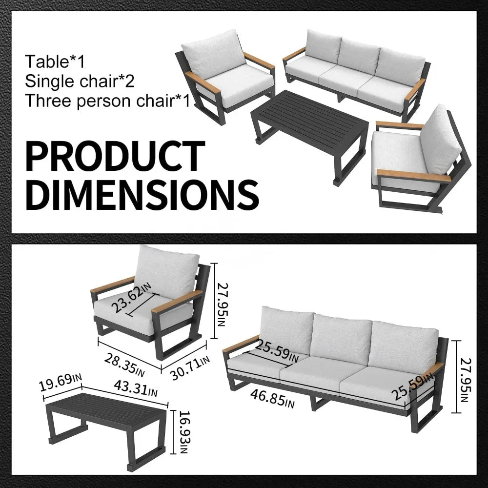 Aluminum Outdoor Furniture with Coffee Table