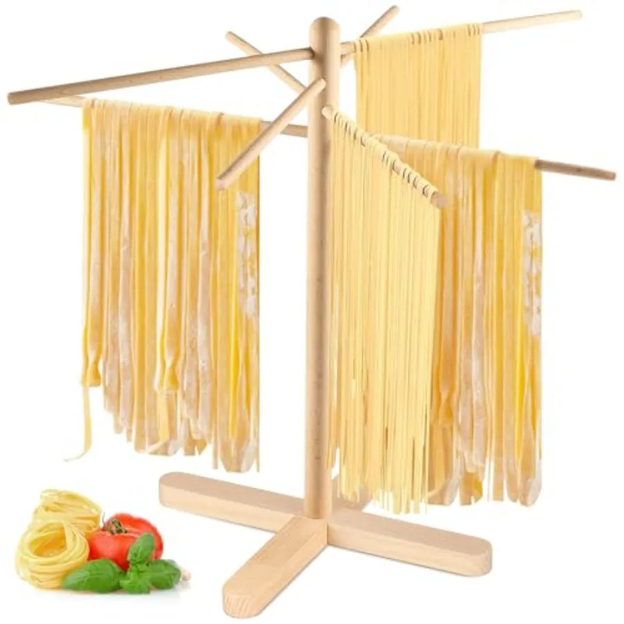 Pasta Drying Rack, Collapsible Pasta Drying Rack For Spaghetti, Easy Storage Homemade Stand Dryer Hander For Fresh Noodle, Natu