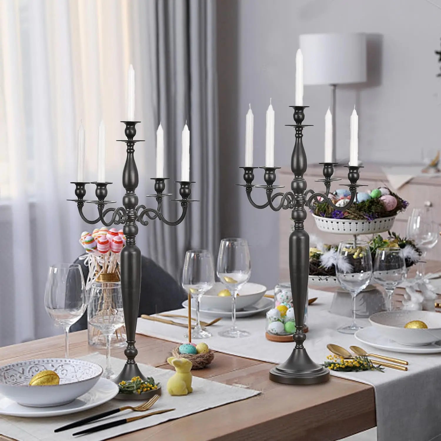 Black Candelabra Candle Holder for Table Centerpiece