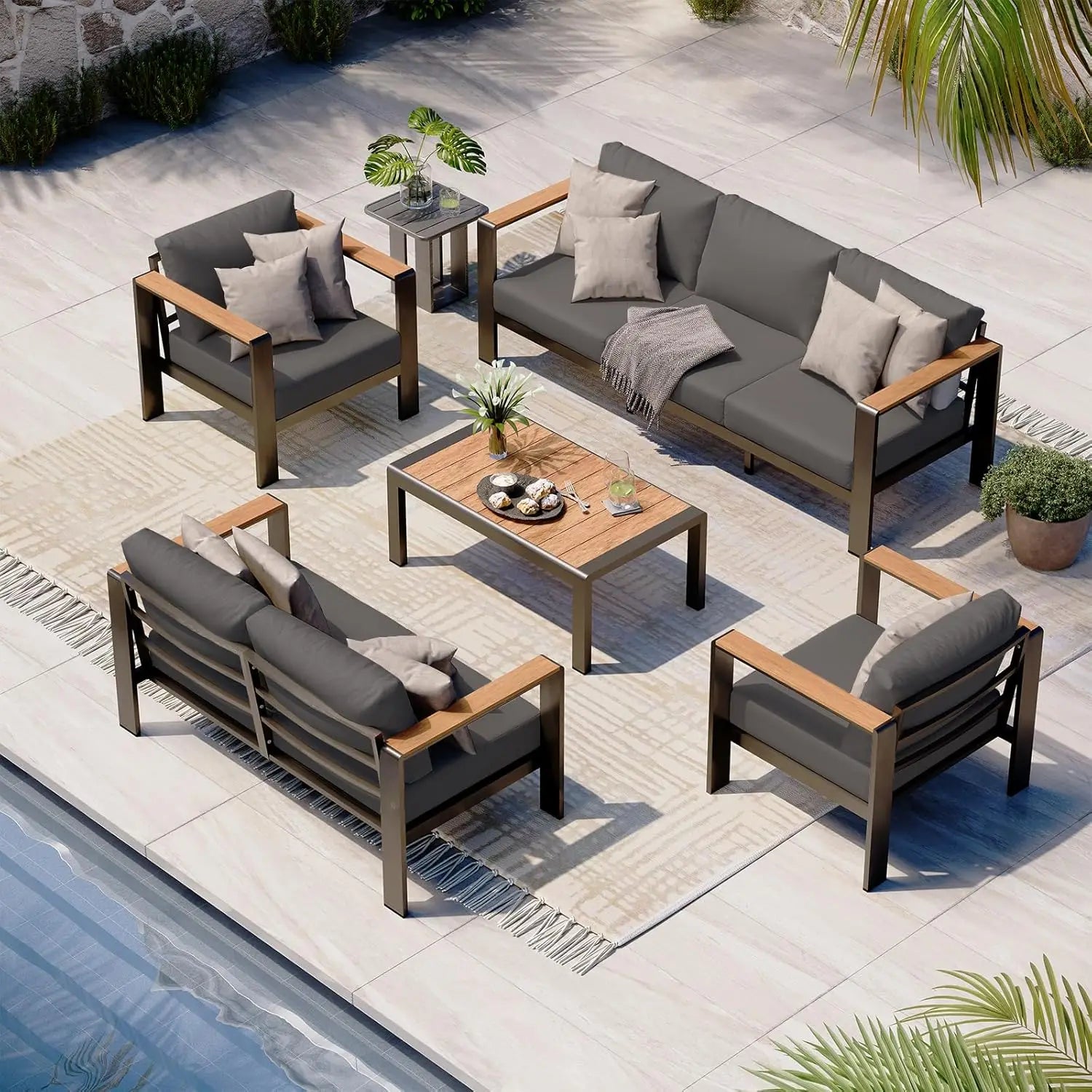 Aluminum Outdoor Furniture Set with Coffee Table