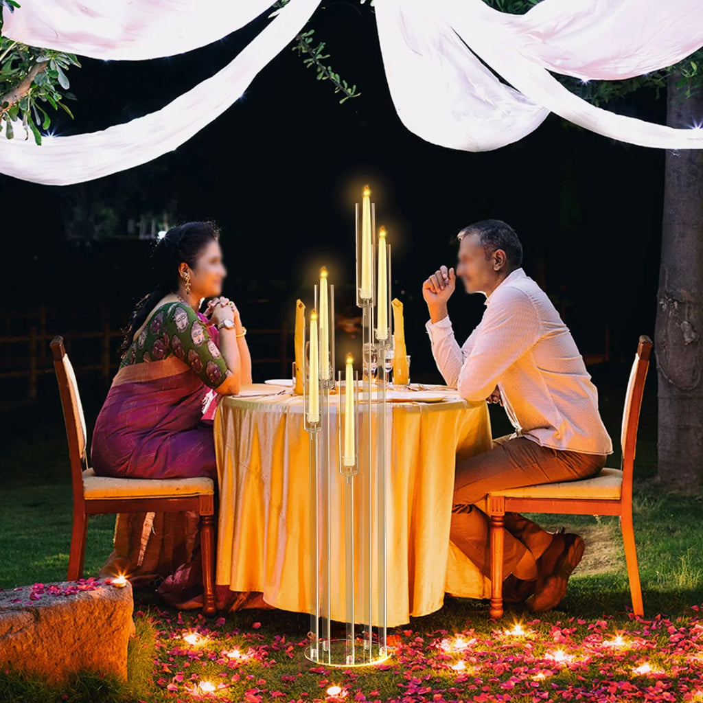 10PCS Acrylic 5 Arm Candelabra Clear Floor