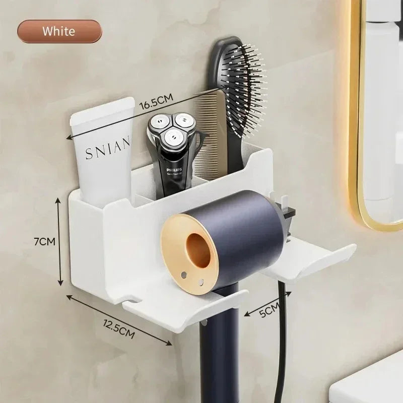Hair Dryer Holder Wall Mount Suction Cup Bathroom Organizer