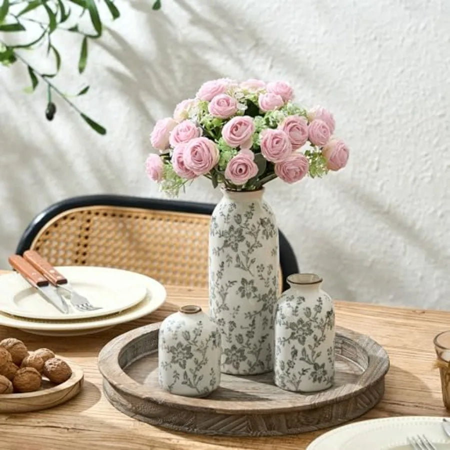 Ceramic Flower Decorative Antique Vase Set of 3