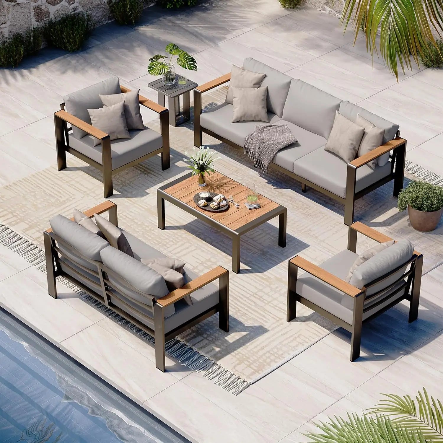 Aluminum Outdoor Furniture Set with Coffee Table