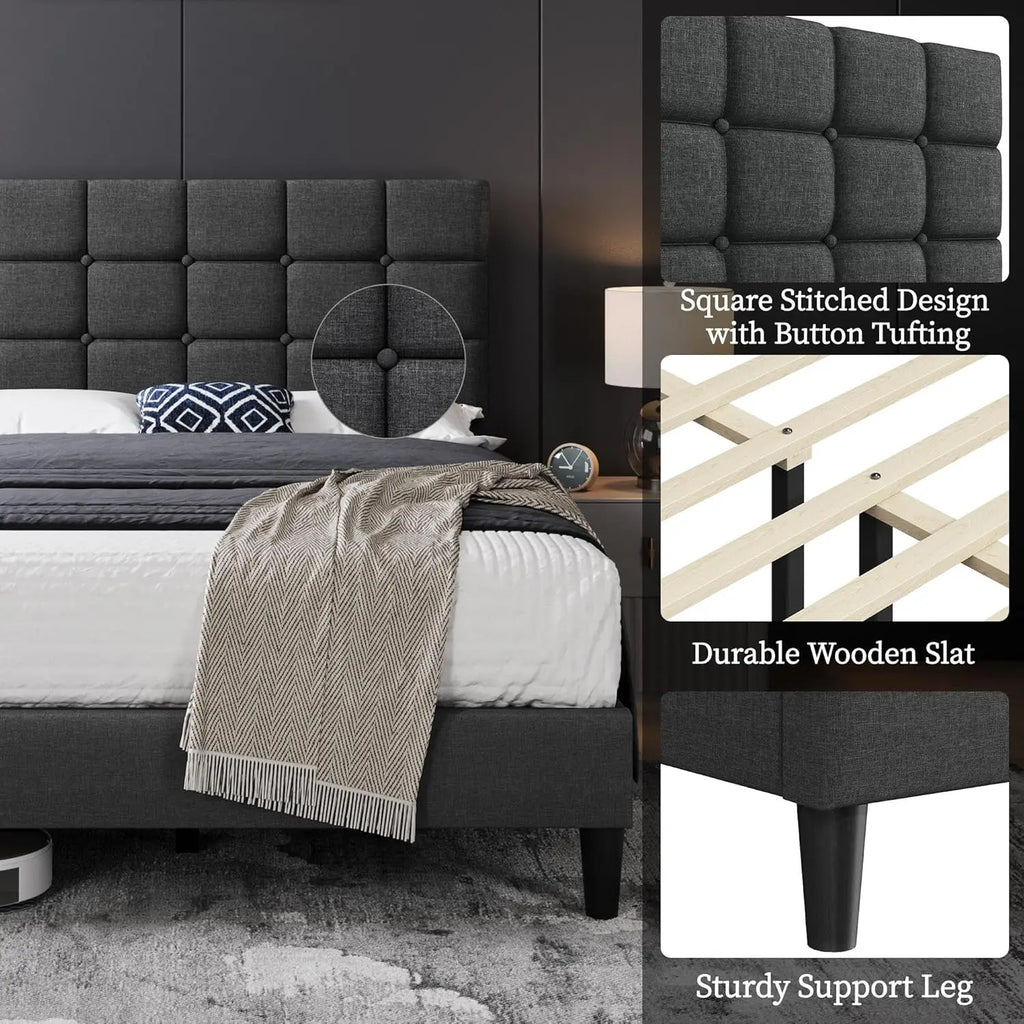 Upholstered Bed Frame, Full Bed Platform