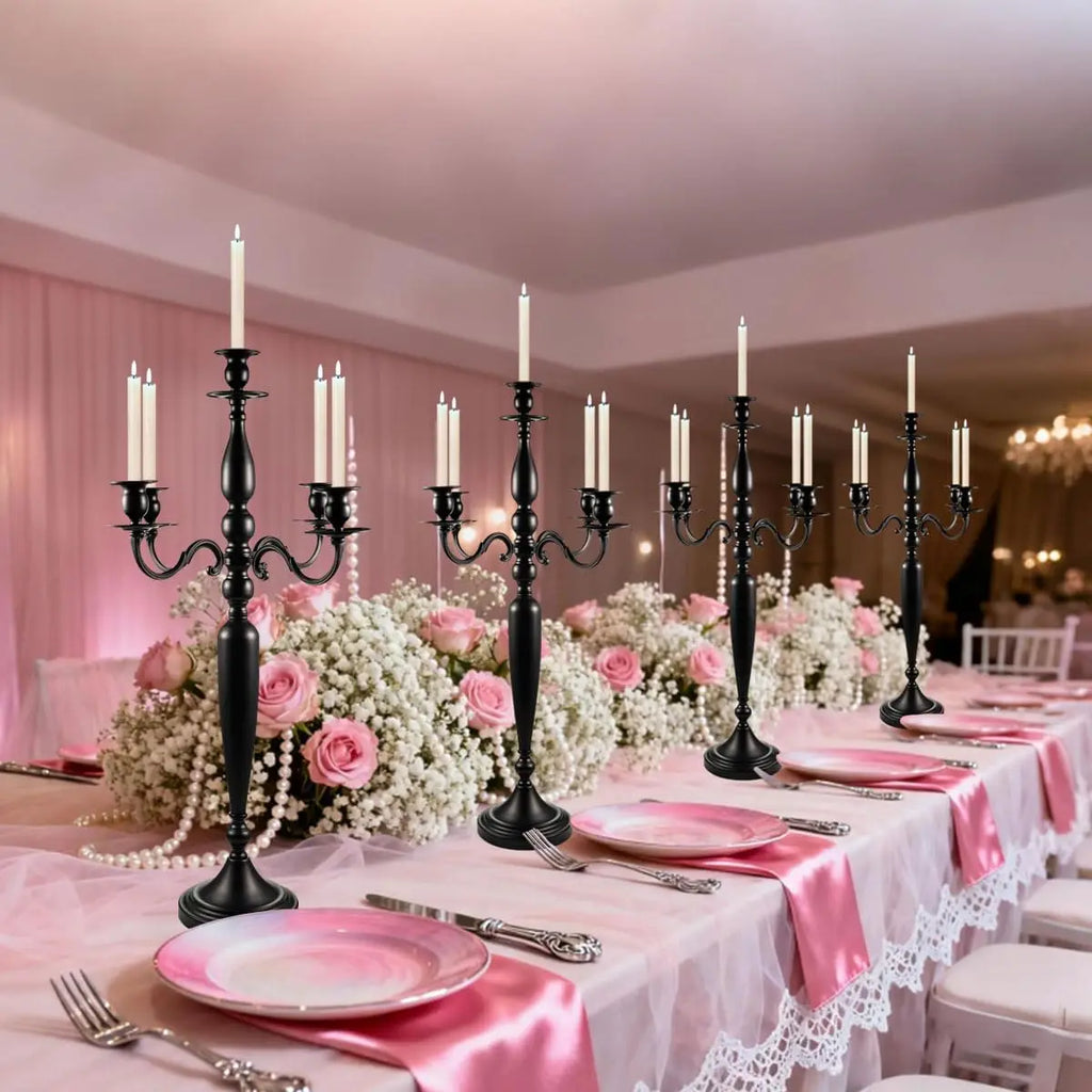 Black Candelabra Candle Holder for Table Centerpiece