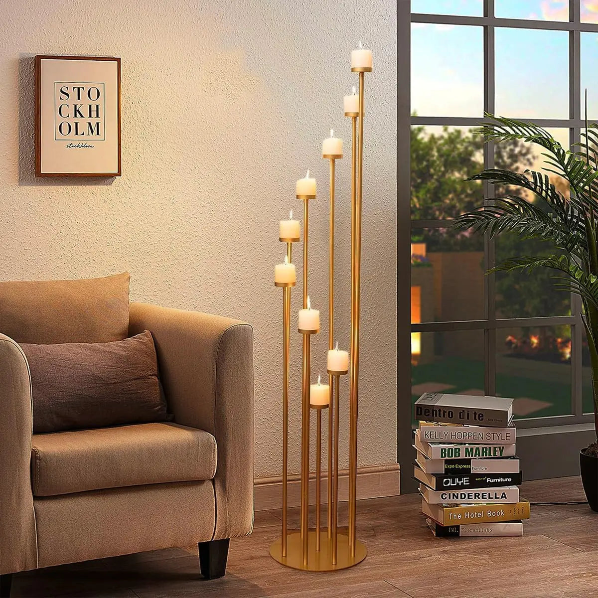 2pcs 9 Arm Candelabra Floor Candle Holders Tall Set