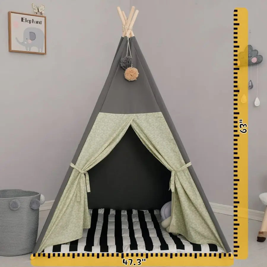 Stripe Padded Mat Foldable Dark Tone Grey Play Tents