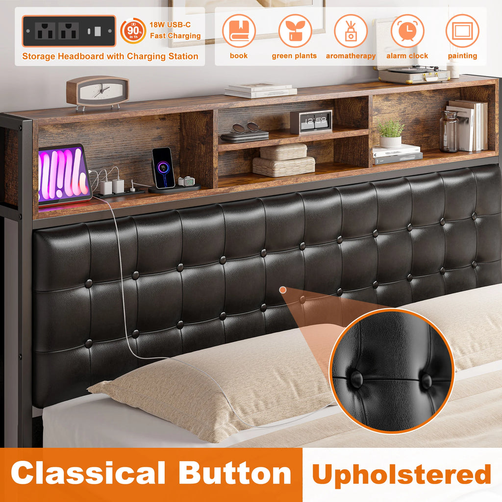 Full/Queen/King Bed Frame 4 Storage Drawers