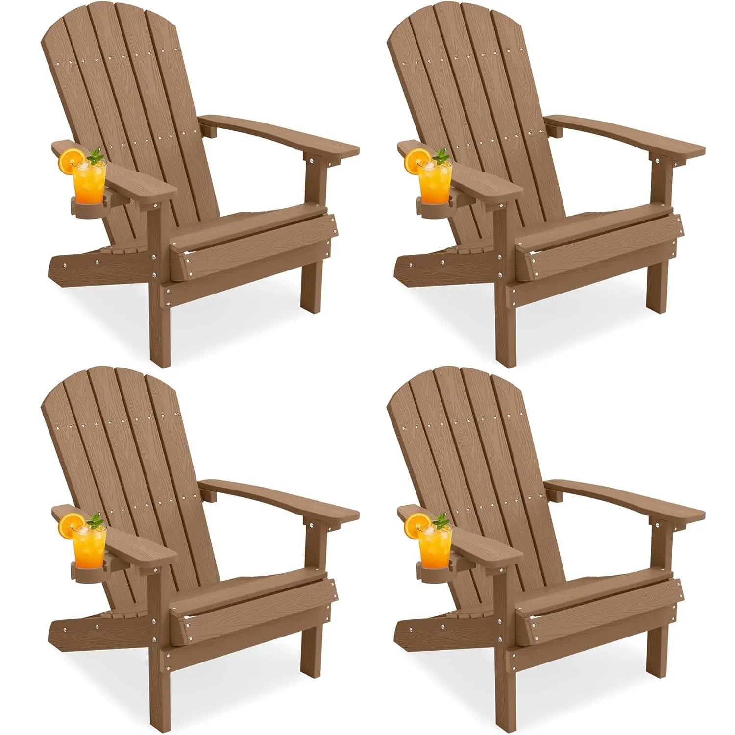 Adirondack Chairs Set of 4 Plastic Weather Resistant-Grey,