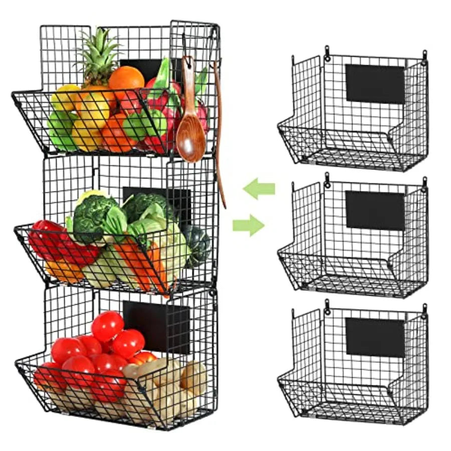 Metal Wire Basket Wall Mount, Storage Basket Organizer