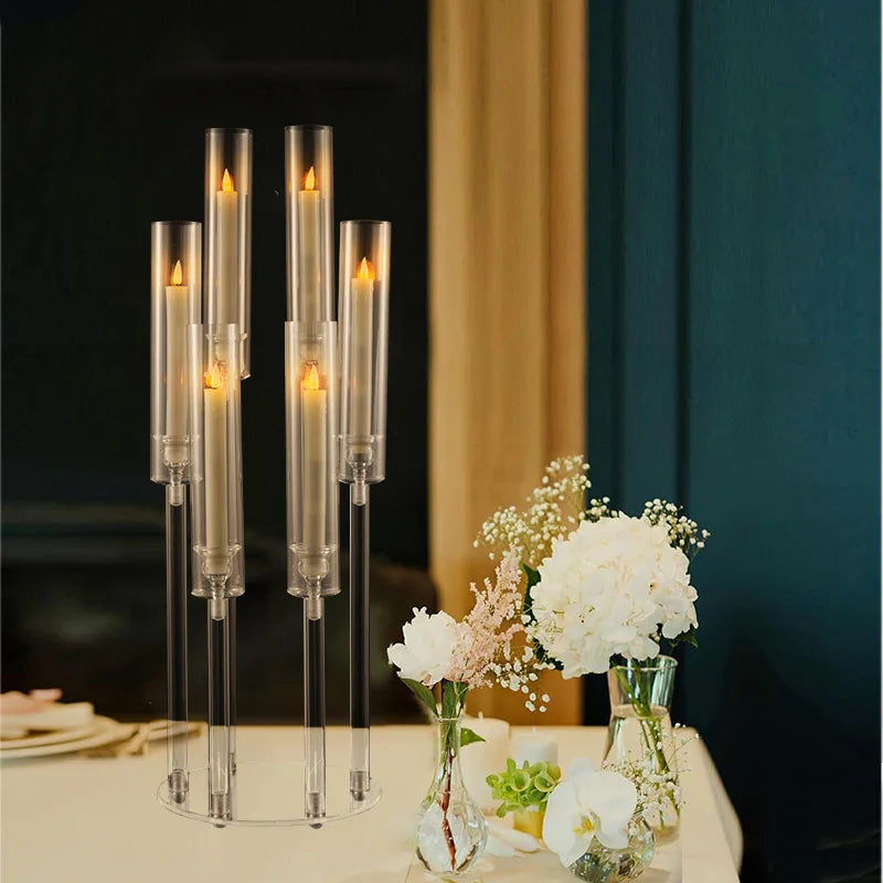 Candlestick Holde 6 Arm Candelabras Clear
