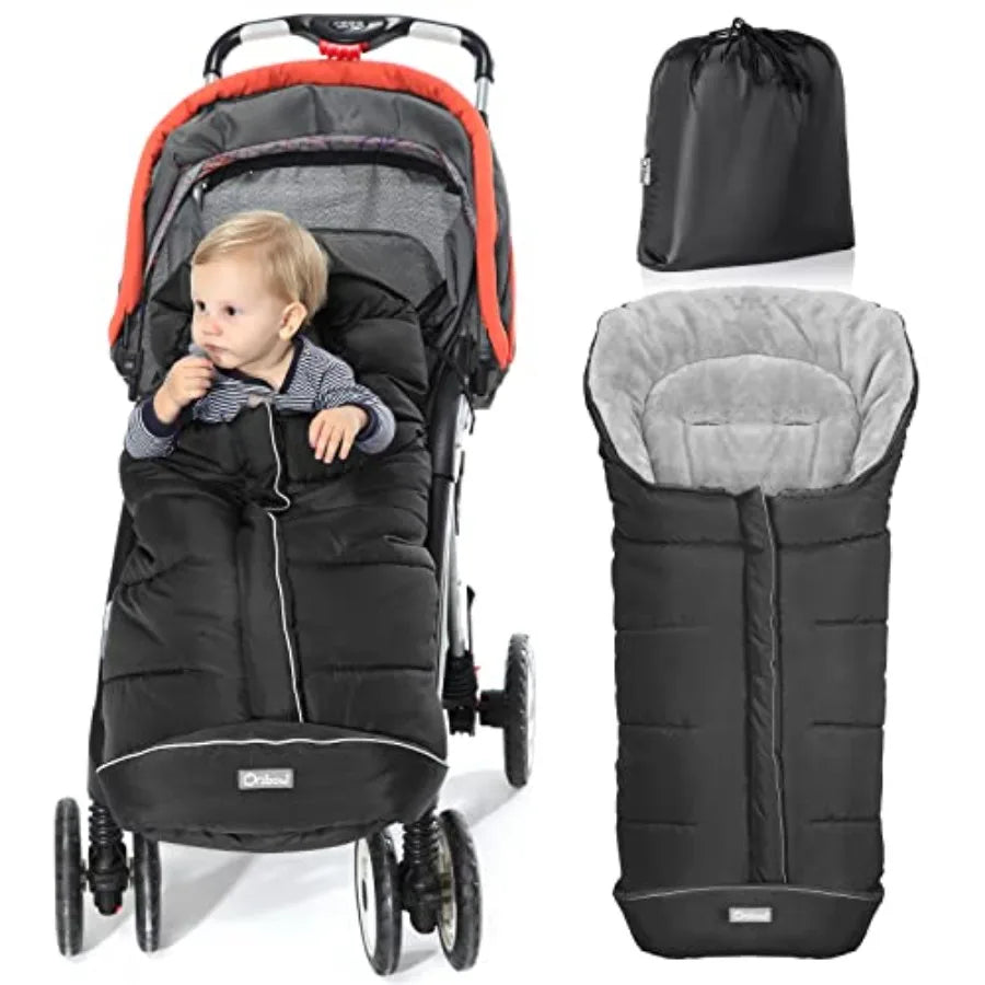 Universal Stroller Footmuff, Winter Baby Bunting Bag for Stroller - Baby Sleeping Bag with Coral Fleece Lining for Cold Weather