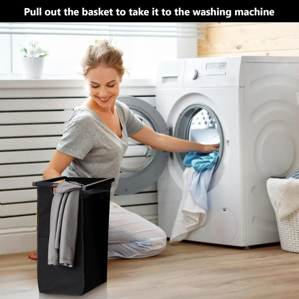Laundry Hamper 2 Section with Removable Bag and Top Shelf