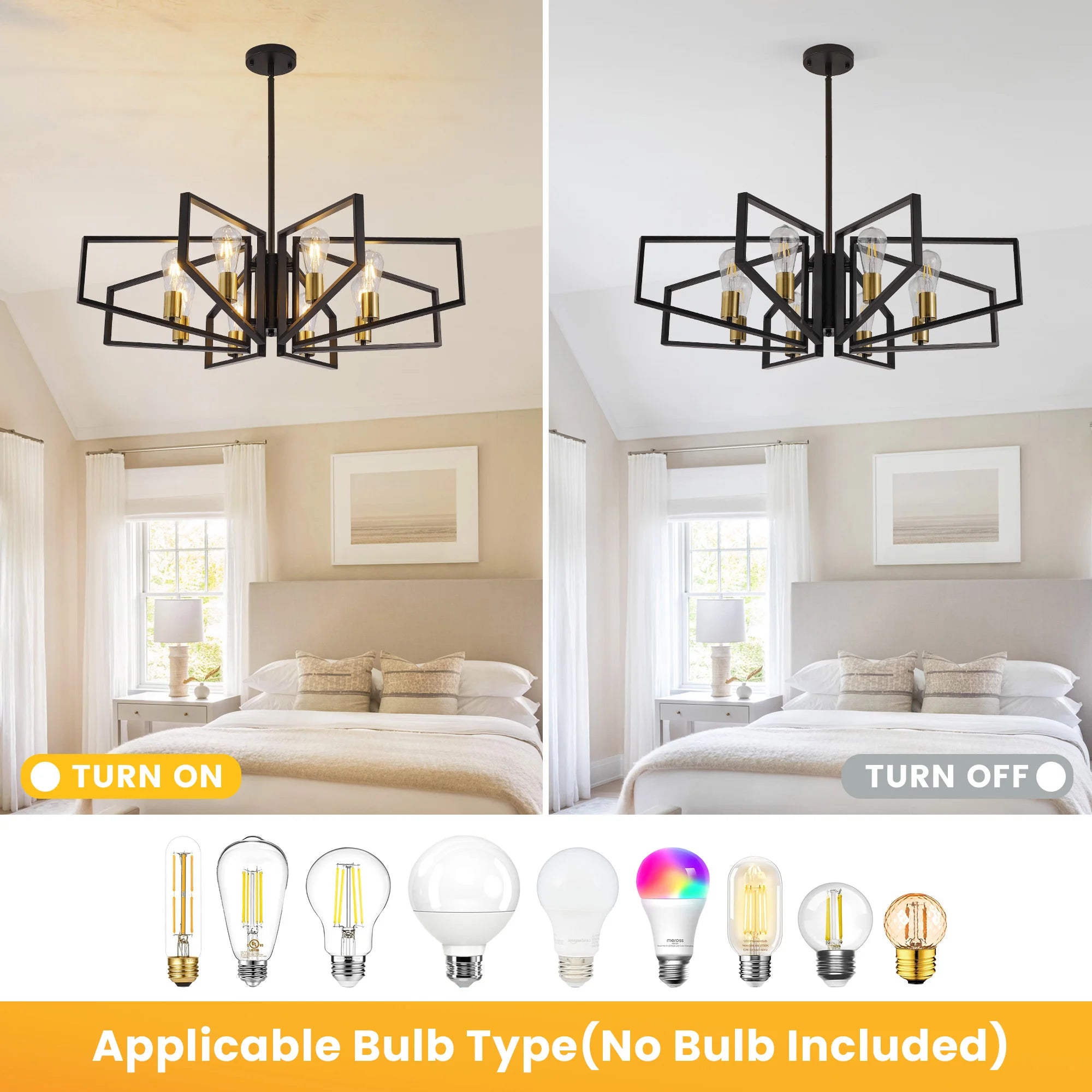 Modern 8-Light Geometric Chandelier Adjustable Height