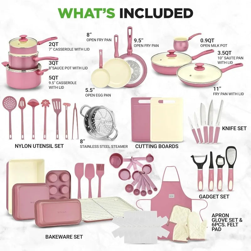 54-Piece Kitchen Non-Stick Cookware Set with Utensils