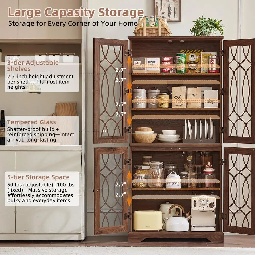Tall Pantry Cabinet Set of 2