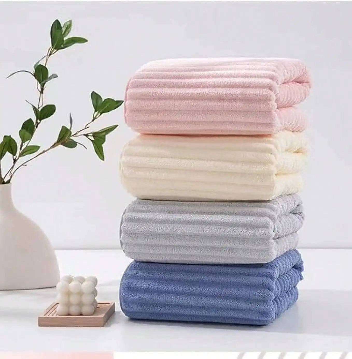Microfiber Hand Towel Set Ultra-Absorbent Ribbed Towels