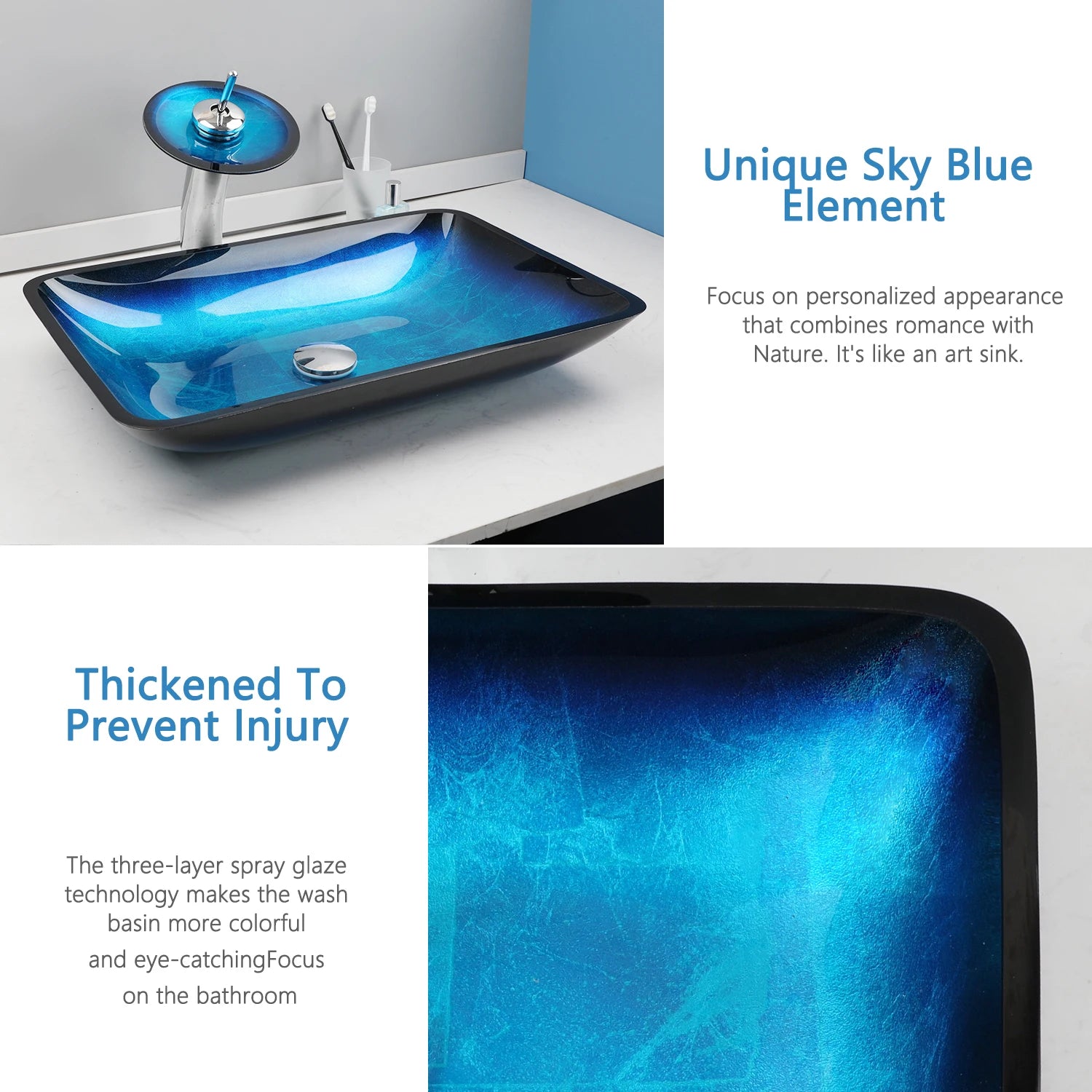 Big Tempered Glass Basin Sink