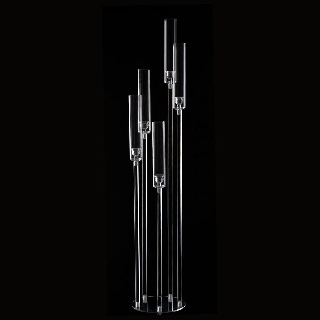 10PCS Acrylic 5 Arm Candelabra Clear Floor