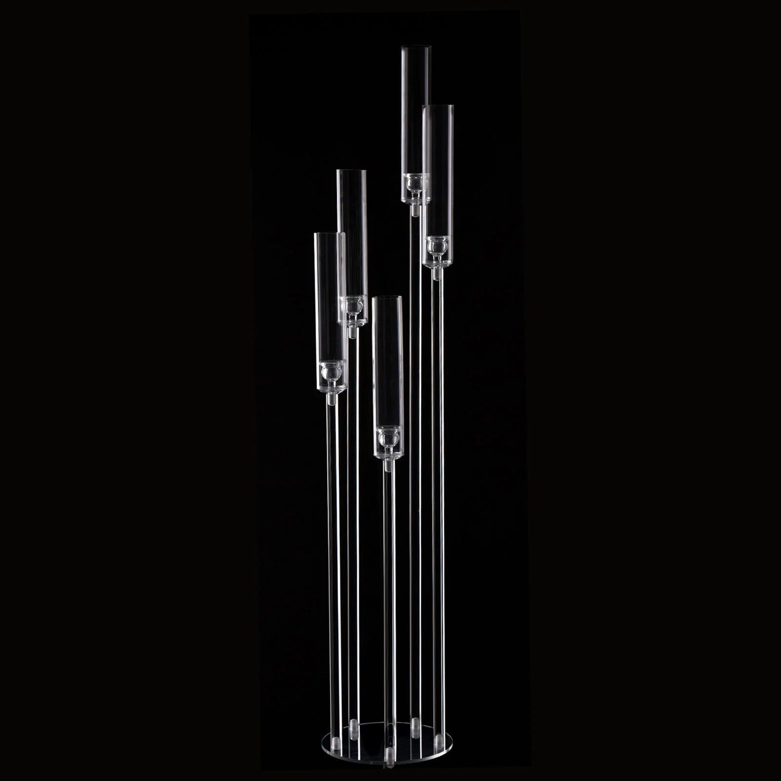 10PCS Acrylic 5 Arm Candelabra Clear Floor