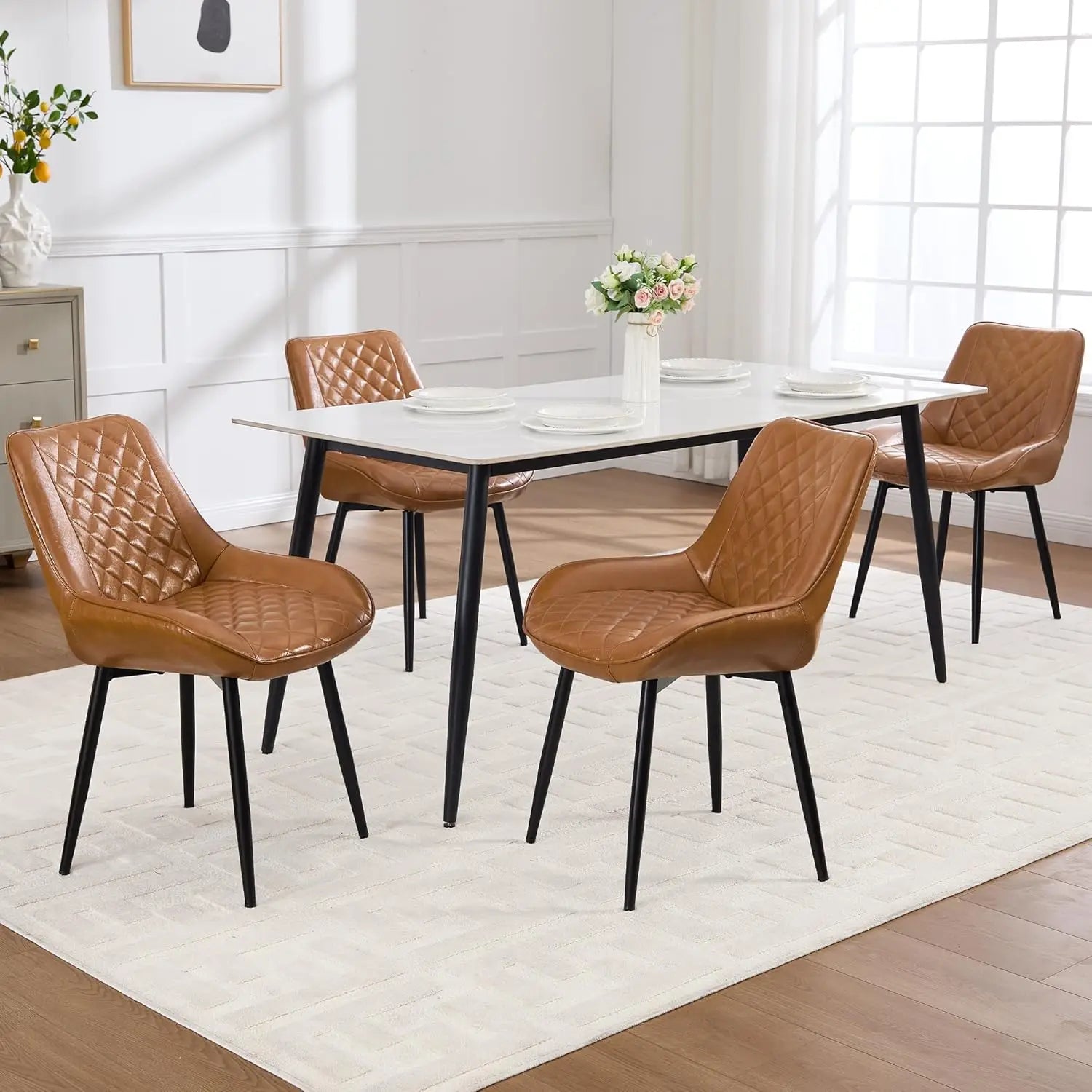 Set of 4, Modern Dining Chairs with Thick Cushions