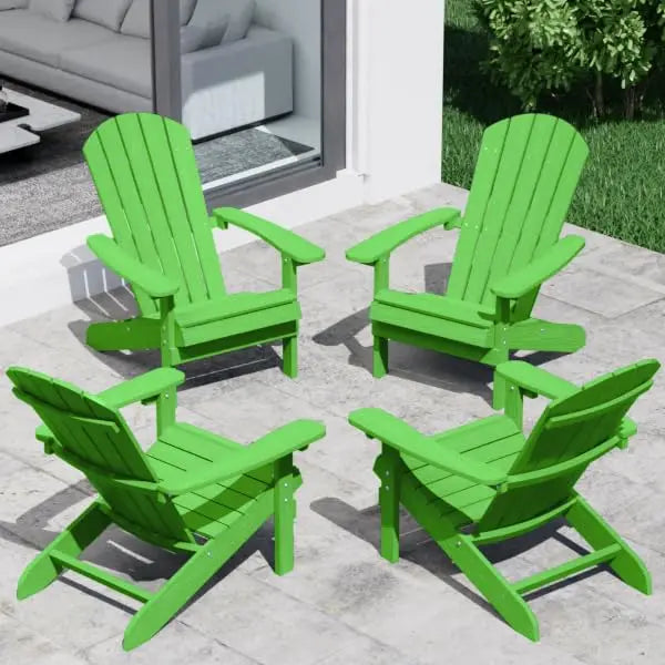 Adirondack Chairs Set of 4 Plastic Weather Resistant-Grey,