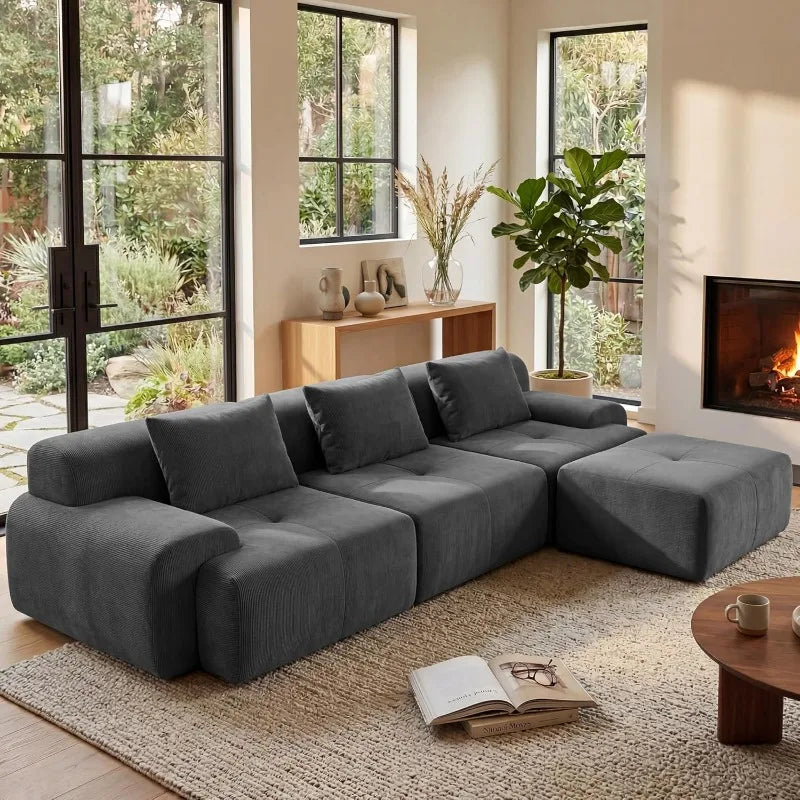 Modular Sectional Boneless Couch, Tufted Cloud