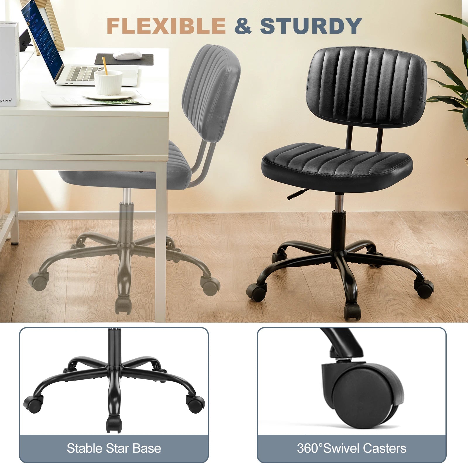 Armless Office Desk Chair Back