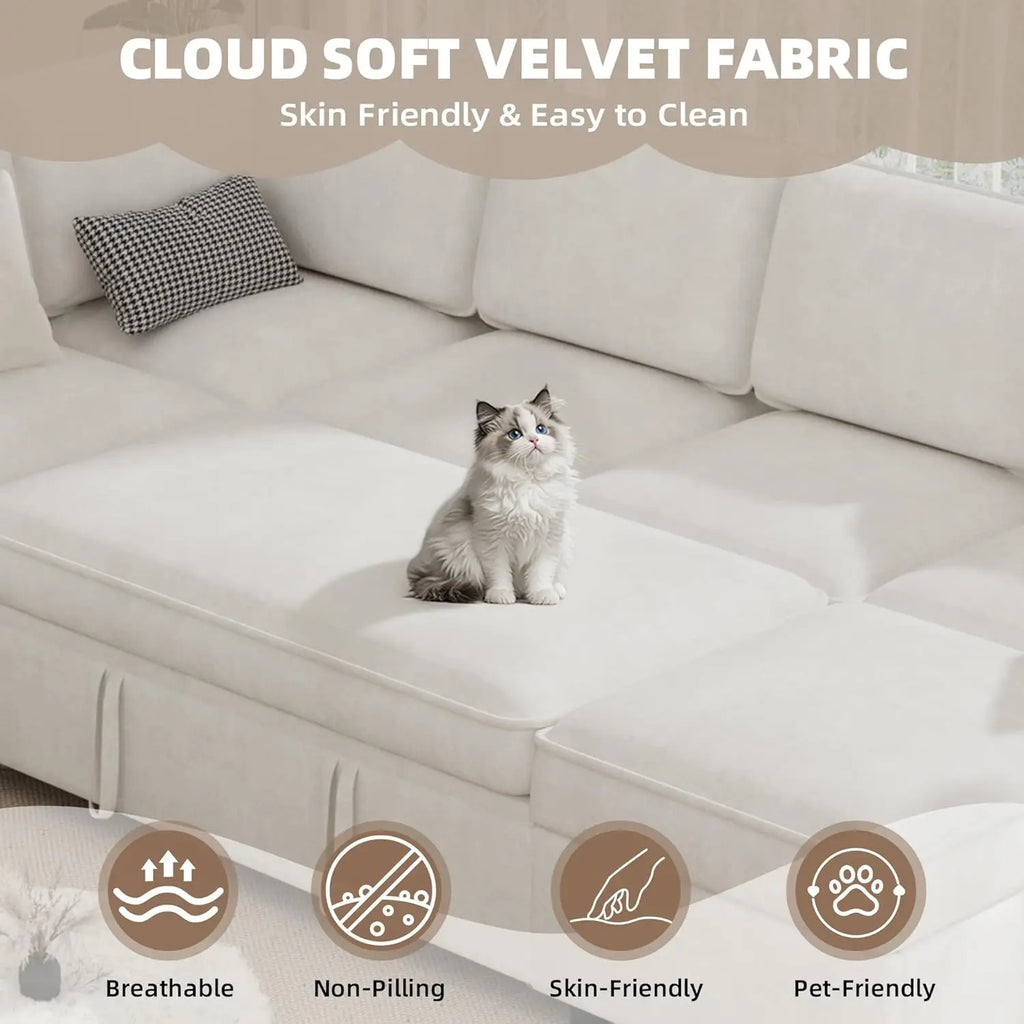 Sectional Sofa Couch with Pull out Bed