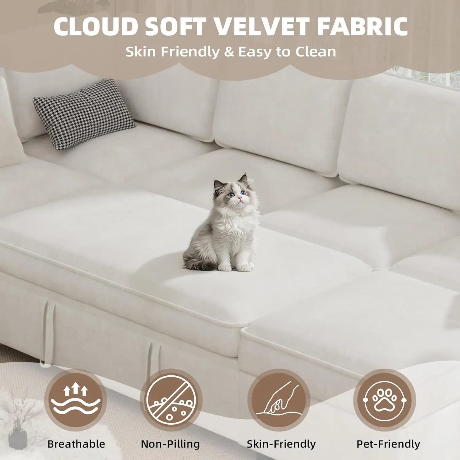 Sectional Sofa Couch with Pull out Bed