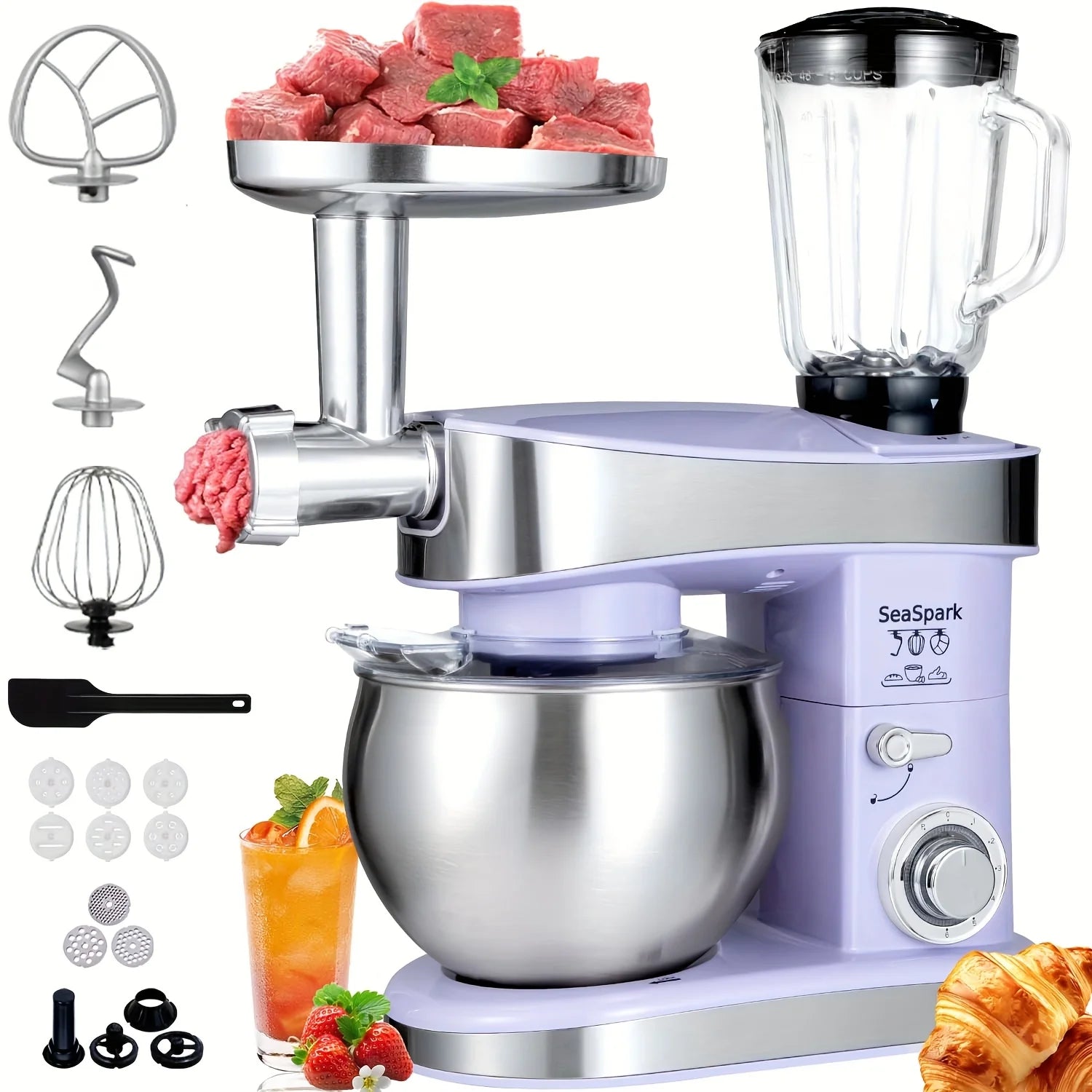6-in-1 Electric Mixer, 400W 6-speed with Pulse Button