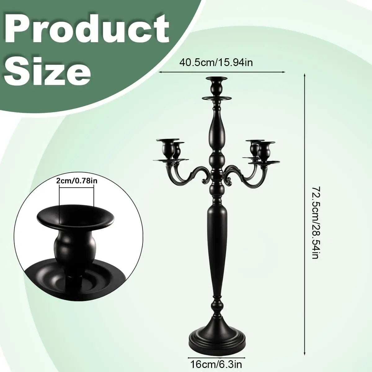 Black Candelabra Candle Holder for Table Centerpiece