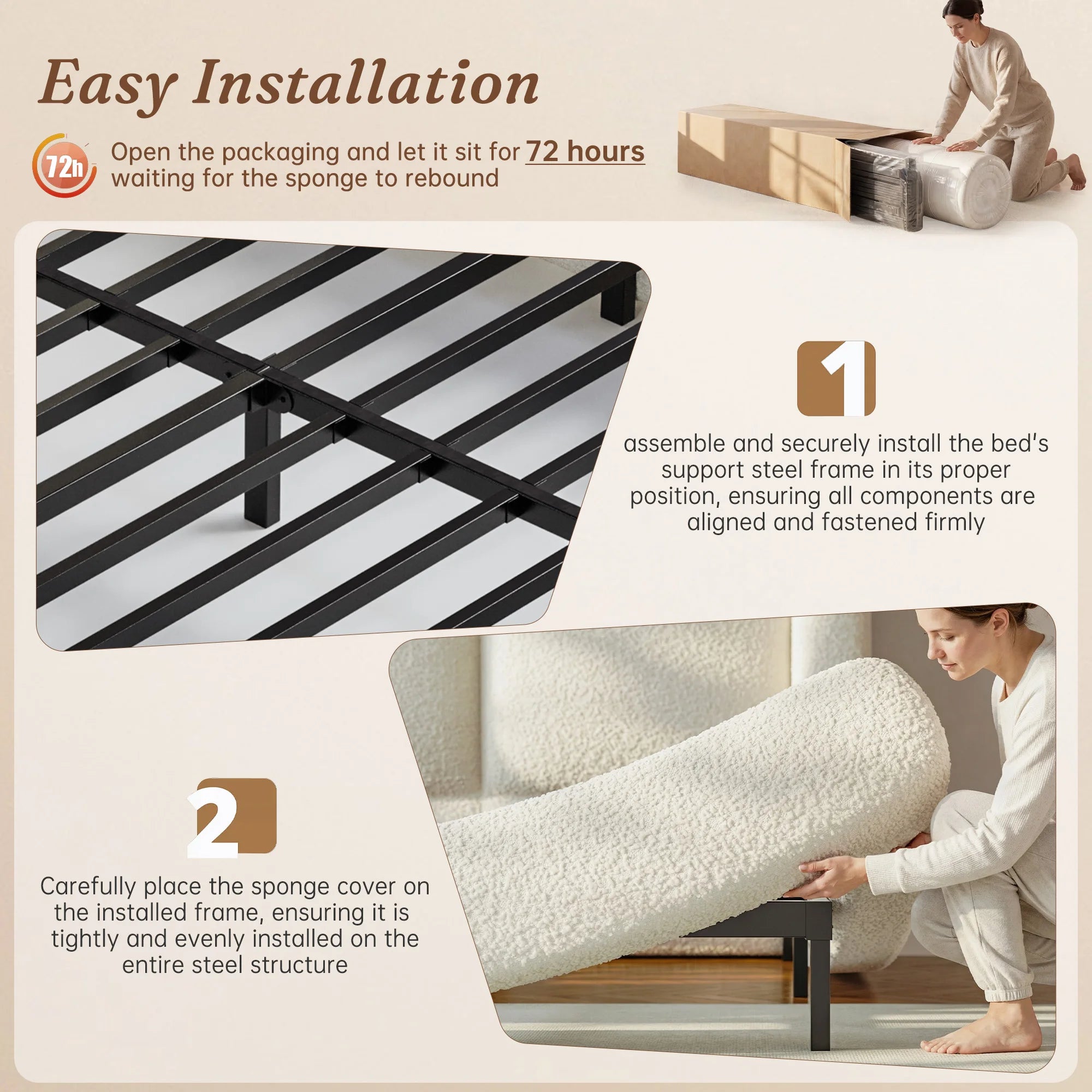 Cloud Bed Frame with 4-inch Thick Headboard Protection