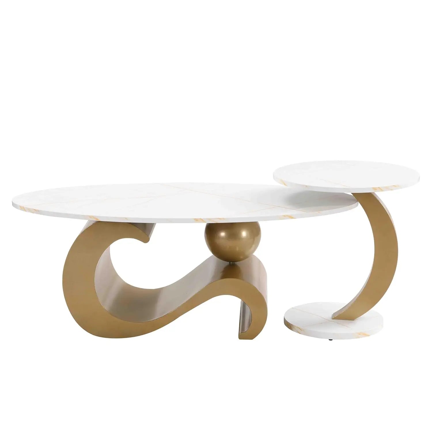 Modern Coffee Table with Silver Stainless Steel Pedestal